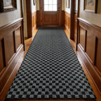 2ft x 6ft Runner Rug, Non Slip Indoor Outdoor Rugs, Waterproof Low Profile Carpet Runners for Hallway Entryway Kitchen Garage Patio Balcony, Custom, Grey Checkered