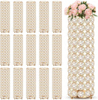 Dandat 16 Pcs Crystal Flower Vase 10.24 Inch Gold Wedding Centerpieces for Tables Vase Centerpiece Table Decorations for Room Home Wedding Party Events Decor