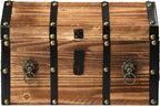 Vintiquewise Wooden Treasure Chest Trunk Vintage-Style Storage Box with Leather Straps Brass Rivets Lion Head Ornaments & Latch Closure Decorative Accent and Functional Organizer for Home Décor, Small