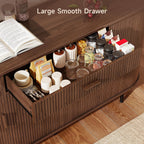 ONBRILL 63“ Sideboard Buffet Cabinet with Storage, Sideboard with 1 Drawer & 2 Door Shelves, Mid-Century Modern Kitchen Cabinets with Sliding Door, Coffee Bar Cabinet for Kitchen, Living Room, Walnut