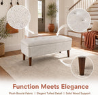 42" Rectangular Linen Ottoman Bench, Modern Low Footrest Stool with Solid Wood Tapered Legs, Multi-Use Entryway Shoe Bench & End of Bed Bench for Living Room/Bedroom