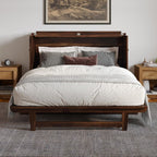 AFI, Alpine Queen Wood Murphy Bed Chest with 6" Mattress, Storage Drawer & Built-in USB Charger, Barnwood