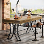 Tribesigns 63" Counter Height Bar Table with Metal Footrest, Rectangular Tall Kitchen Dining Pub Table, Industrial Home Bar Unit for Entertaining, Freestanding, Dark Brown