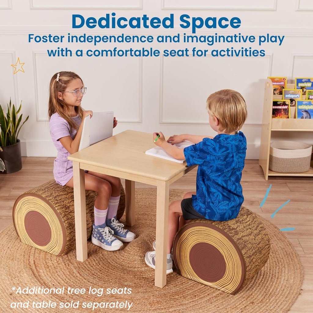 ECR4Kids SoftZone Tree Log Quarter Seat, 14in, Kids Bench, Chocolate