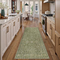 HUGEAR 2x6 Washable Vintage Runner Rug Green Neutral Distressed Low Pile Non Slip Soft Long Area Carpet Indoor Hallway Throw Rug for Entrance Kitchen Bathroom Laundry Living Room