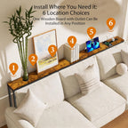 70" Narrow Console Sofa Table with Power Outlets & 2 USB Ports, L Shaped Behind Couch Table Skinny, 3 Assembly Options Entryway Tables with Charging Station for Living Room, Hallway, Brown, 70IN