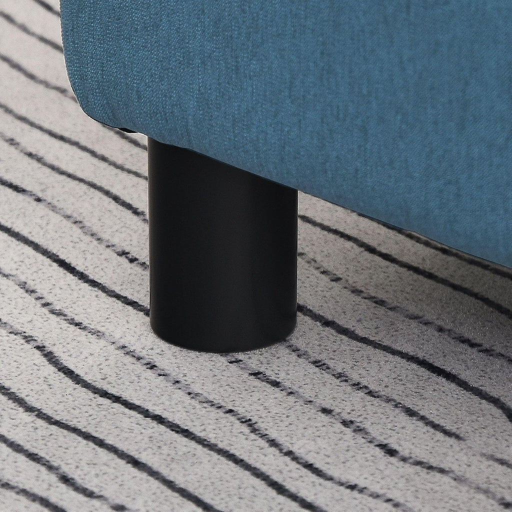 Small Trendy Comfortable Linen Fabric Cube Ottoman Footrest with Premium Construction, Sleek Blue Design, and Versatile Appeal