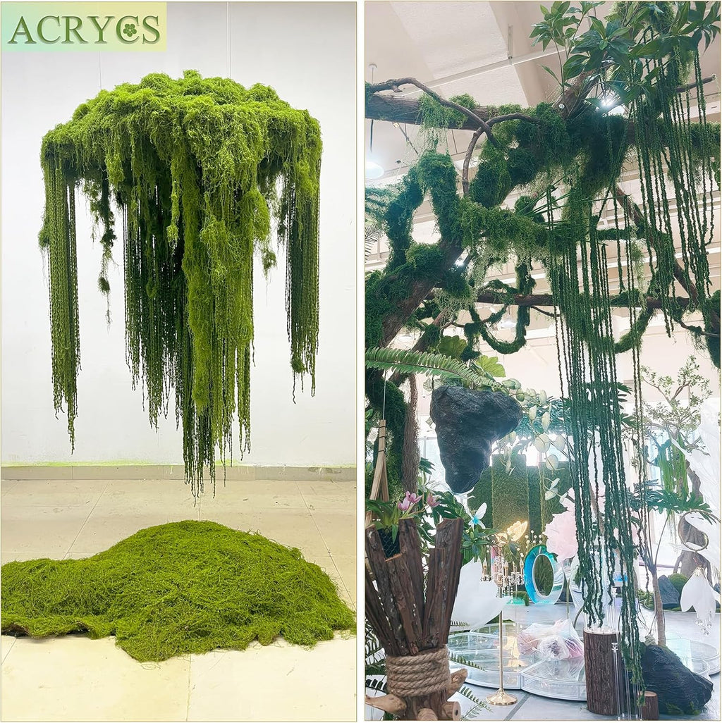 60 Pcs Hanging Moss Vines Faux Moss Garland for Decorating Artificial Amaranthus Hanging Flowers 59-62 Inch Fake Mossy Rope for Crafts Wedding Arch Floral Arrangment Wall Hanging Mantle Outdoor