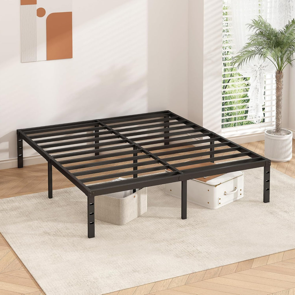 HLIPHA Metal Platform Bed Frame 14 Inch Tall,No Box Spring Needed,Full Size Bed with Heavy Duty Strong Support Slats,Easy to Assemble,Black