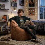 Big Joe Milano Bean Bag Chair for Kids, Teens, Adults, Chestnut Vegan Suede, Lightweight Seat for Reading Nook and Gaming, 2.5 Foot Refillable