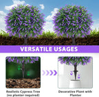 Grooy Artificial Boxwood Topiary Ball with Lavender, Set of 2 Artificial Shrub Bushes with Ground Spike, UV Resistant Fake Evergreen Plant Tree for Porch Outdoor Planters Indoor