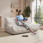Giant Bean Bag Chair, Oversized Cloud Soft Memory Foam Bean Bag Sofa, Vacuum Compressed No Assembly Comfortable Lounge Couch for Living Room Family Rest Leisure Use (White, 3-Seater)