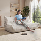 Giant Bean Bag Chair, Oversized Cloud Soft Memory Foam Bean Bag Sofa, Vacuum Compressed No Assembly Comfortable Lounge Couch for Living Room Family Rest Leisure Use (White, 3-Seater)