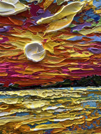 Art Hand-Painted Sea Sunrise Landscape Painting Modern Abstract Oil Painting Large Canvas Art Living Room Bedroom Corridor Wall Decoration Painting 48x24 inches