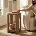 Tribesigns Round Side Table, 2-Tier End Table for Living Room & Bedroom, Small Accent Table with Storage Shelf (2, Brown)