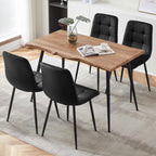 NORDICANA 5-Piece Dining Table Set, 47 in Modern Irregular Rectangle Kitchen Table & 4 Black Velvet Upholstery Side Chairs, Metal Legs, Dining Room Set for 4