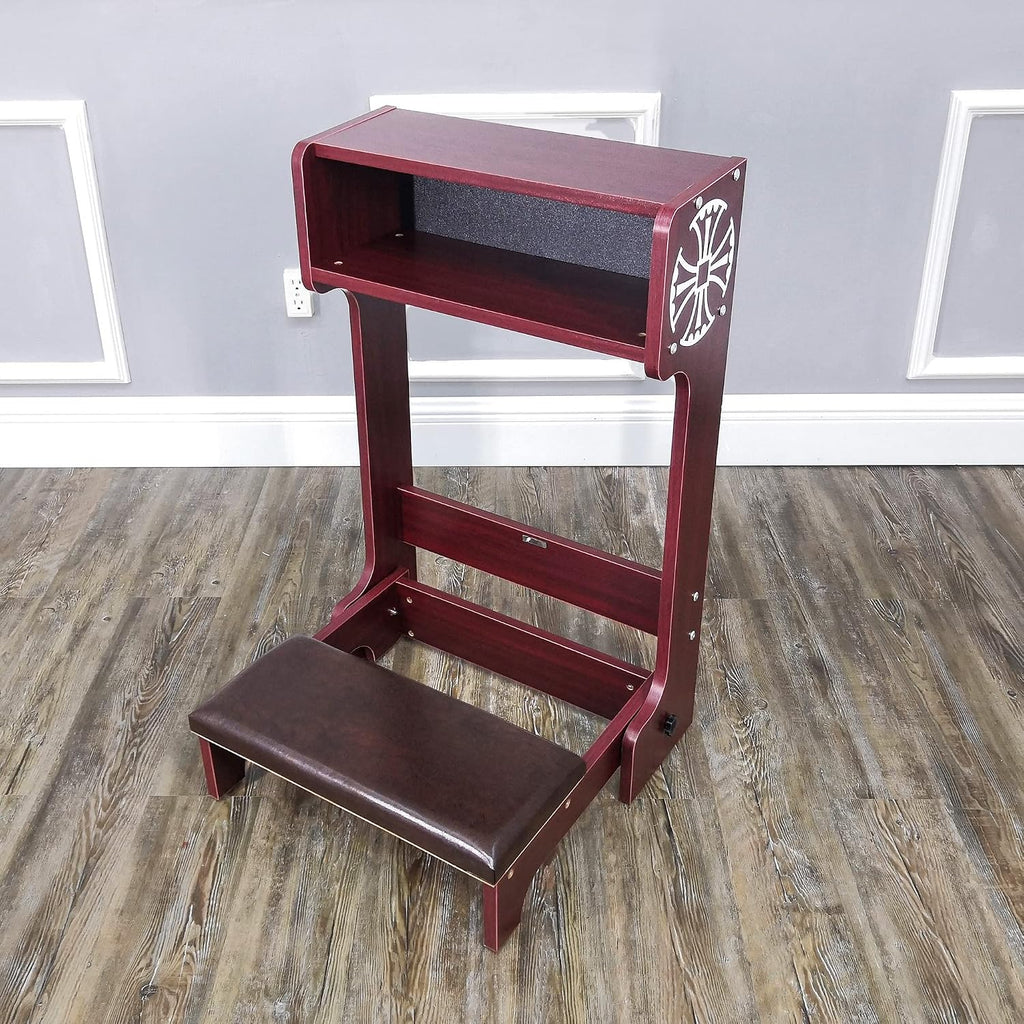 FixtureDisplays 32X20X20" Prayer Bench, Padded Kneeler with Book Shelf, Easy Fold-Away Prayer Table Chair 10104