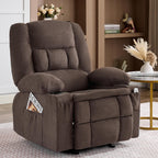 Rocker Recliner Chair with Massage and Heat, Nursery Rocking Chairs for Living Room, Ergonomic Comfy Relining Chair with Cup Holders, USB Charge Port, Side Pockets, Comfortable Arms, Brown