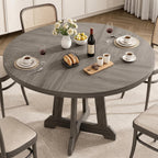 IDEALHOUSE Round Dining Table for 4, 47 Inches Dining Room Table with Wooden Base, Kitchen Table with Circle Tabletop, Dinner Table for Dining Room, Kitchen, Living Room, Grey