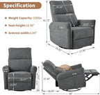 270° Power Swivel Rocker Recliner Chair, Rocking Chair Nursery, Electric Recliners for Small Spaces, Single Sofa Recliner for Living Room, Bedroom, RV (Fabric, Dark Gray+270°Swivel)