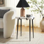 SAFAVIEH Home Collection - Bremen Side Table, Rectangular White & Grey Marble Top with Black Metal Legs, Fully Assembled (ACC3726A)