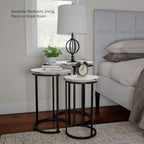 Lavish Home Nesting Tables - Set of 3 Round Side Tables for Living Room, Bedroom, or Home Office - Faux Marble End Table Set - Modern Living Room Furniture (White)