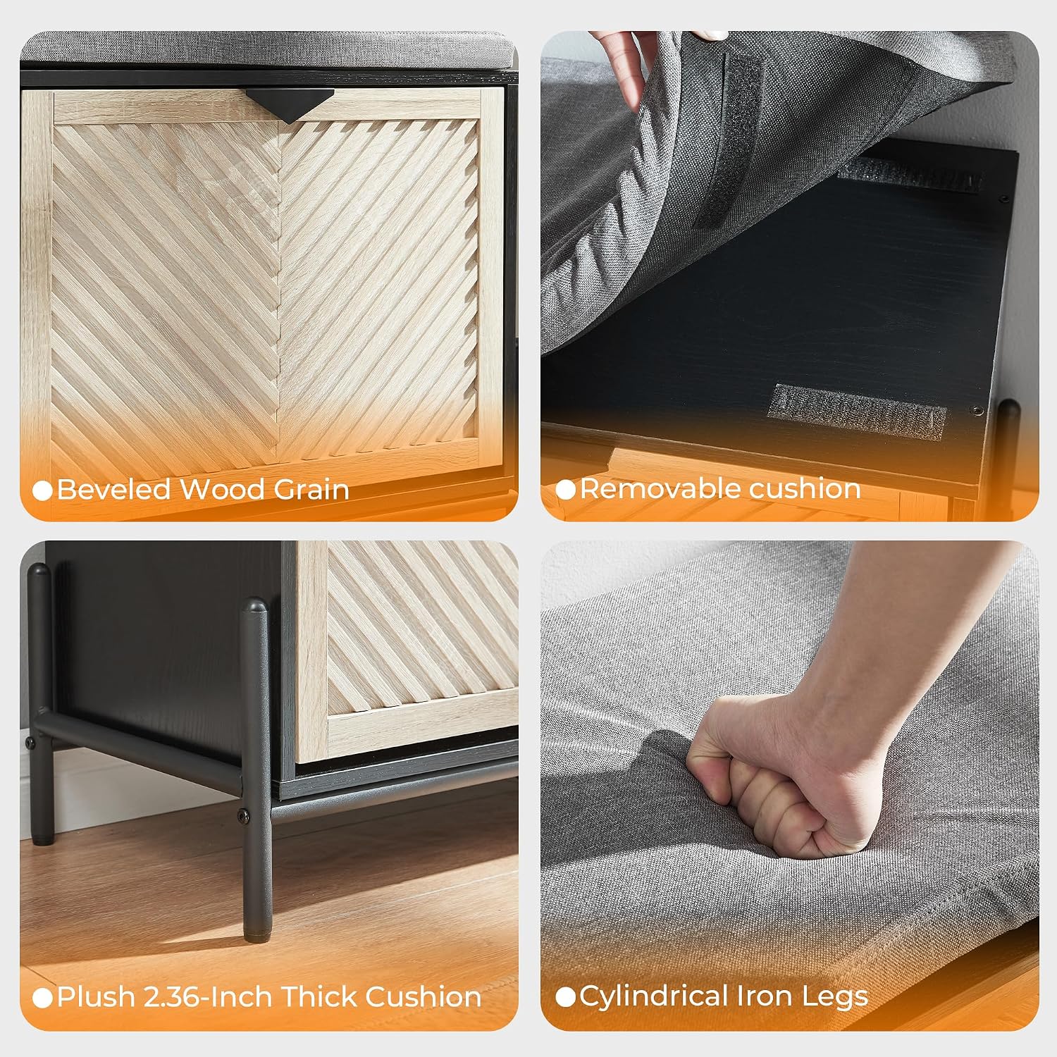 Shoe Storage Bench with 2 Flip Drawers, Shoe Organizer Cabinet Benches with Cushion Shoe Rack for Front Door Entrance Entryway Living Room(Oak&Black)