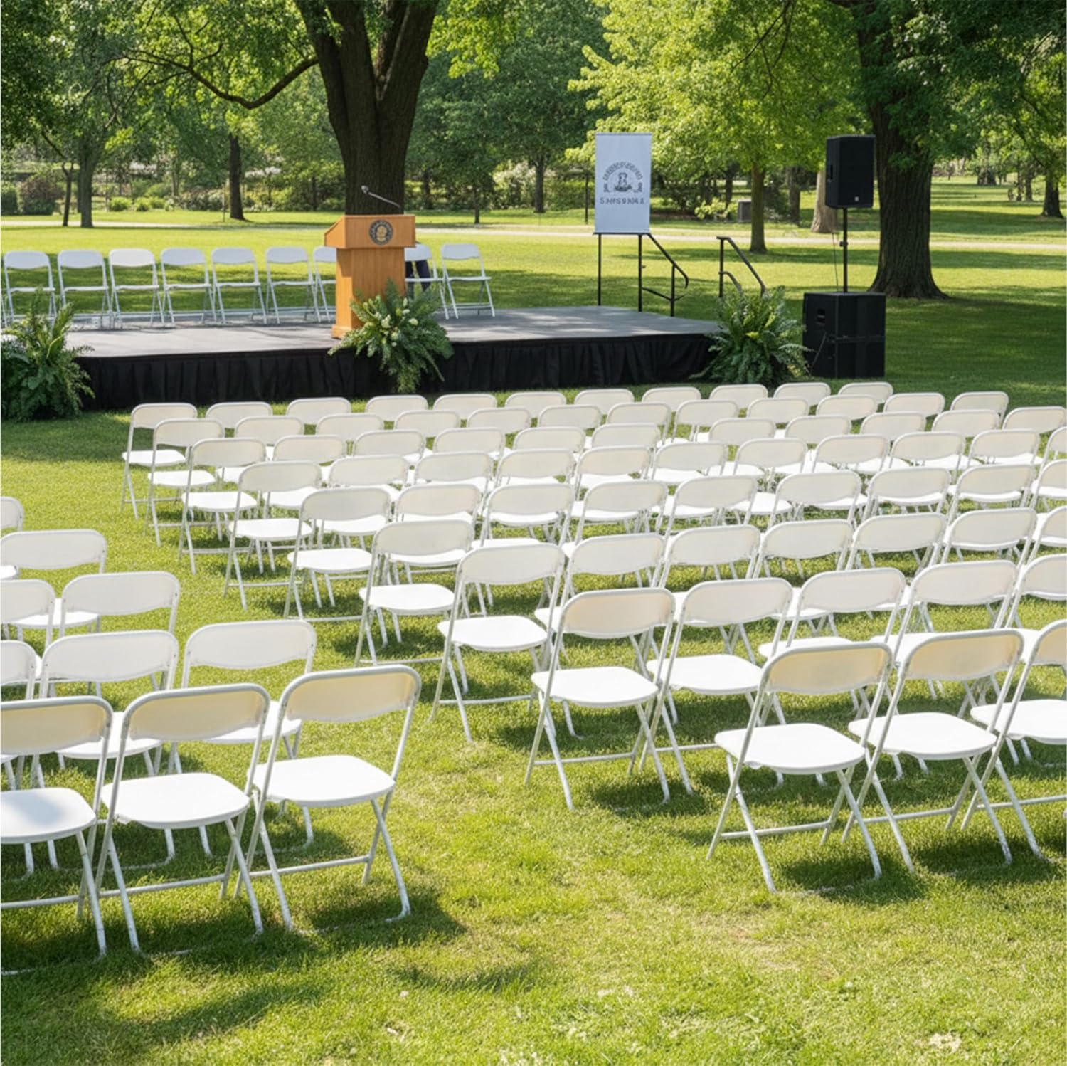 Flash Furniture Hercules Set of 10 Indoor/Outdoor Heavy-Duty Plastic Folding Chairs, Foldable Commercial Stacking Chairs with 650-lb. Static Weight Capacity, White