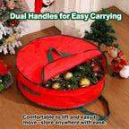 2 Pack 30" Wreath Storage Bags, Heavy Duty Christmas Wreath Organizer with Zipper & Handles, Large Holiday Storage for Wreaths, Garland & Greenery
