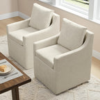 KISLOT Upholstered Dining Chairs Set of 4, Washable Cover Modren Deskchair with 4 Casters & Hidden Storage for Dining Room, Living Room, Home Office, Beige, 4 Box