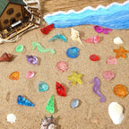 120 Pcs Acrylic Sea Shell Decorations, Ocean Themed Sensory Bin Fillers 3D Gems for Table Scatter Vase Filler and Pool Treasure Hunt Games