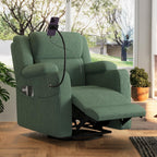 ERYE Power Reclining Chair Corduroy Upholstered Nursery Armchair,Glider Rocker Swivel Recliner W/Vibration Heat,USB-C Ports,Cupholder,Hidden Storage & Adjustable Headrest