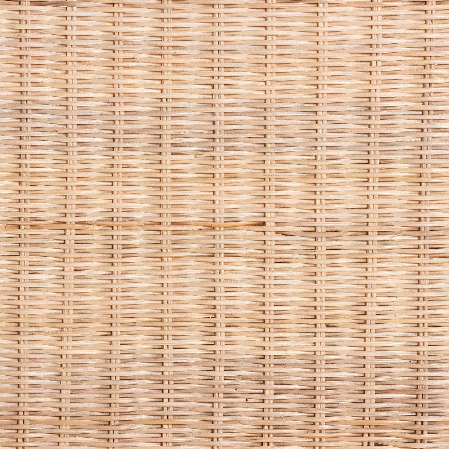 Bali & pari Weyman Scalloped Rattan End Table with Removable Tray Top - Handwoven Rattan Accent Table with Shelf, Coastal Boho Style Side Table for Living Room or Bedroom