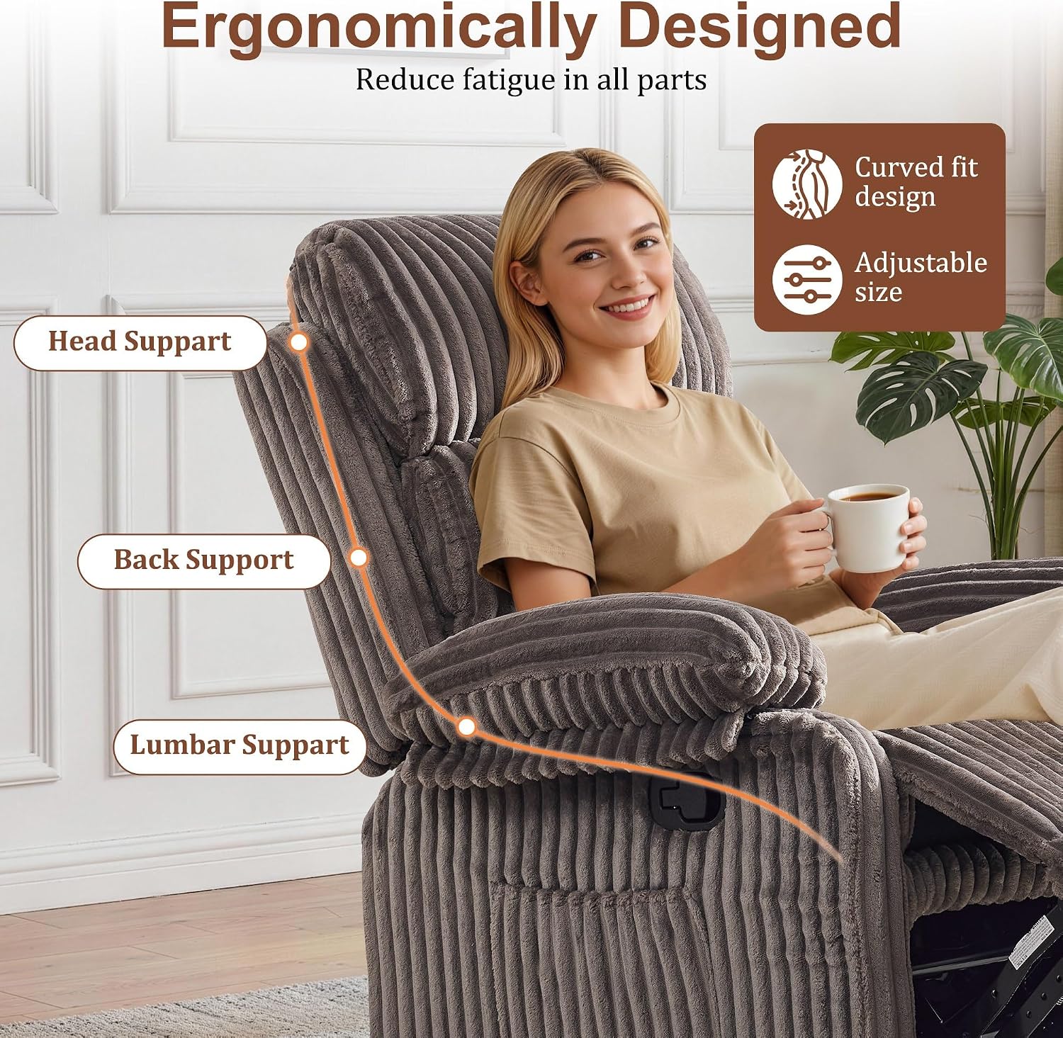 Korser Rocking Recliner Chair, Nursery Rocker Chair for Adults, Small Recliners for Small Spaces, Swivel Rocker Recliner with Cushion, Upholstered Rocking Chairs for Living Room, Apartment