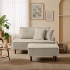 ERYE Left Facing Boucle Upholstered Chaise Lounge with Ottoman Set, Modern Minimalist Chaise Lounge Single Leisure Recliner Sleeper Sofa Daybed for Living Room Bedroom