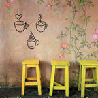 Ferraycle 3 Pieces Coffee Cup Metal Wall Art Wire Coffee Bar Hanging Decor Cafe Themed Vintage Rustic Metal Sign for Kitchen Restaurant Shop Home Office Accessories