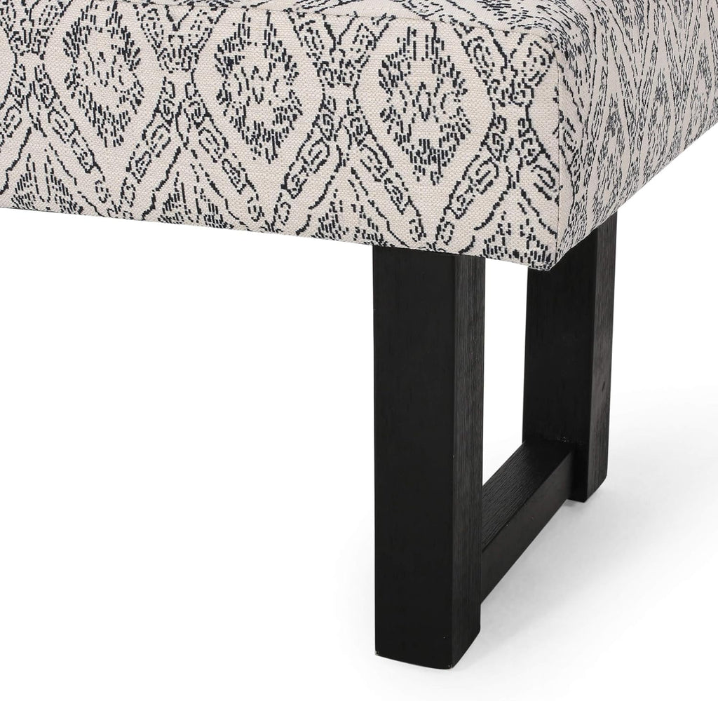 Cassie Boho Fabric Bench, Black Print