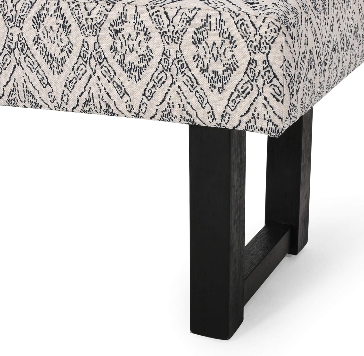 Cassie Boho Fabric Bench, Black Print