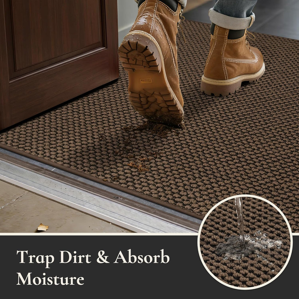 Dirt Trapper Door Mat 24"x 36", Non Slip Washable Doormat, Stain Resist and Absorbent Welcome Mat, Dog Door Mats,Low Profile Entrance Floor Mats for Front Back Door,Brown