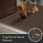 Dirt Trapper Door Mat 24"x 36", Non Slip Washable Doormat, Stain Resist and Absorbent Welcome Mat, Dog Door Mats,Low Profile Entrance Floor Mats for Front Back Door,Brown