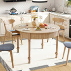 Fluted Round Dining Table for 4-6 People,47 Inches Dining Room Table with 2 Drawers,Modern Farmhouse Dinner Tables Circle Kitchen Tables with Wood Legs Base for Dining Room Kitchen Living Room,Natural
