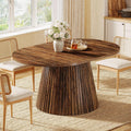 Tribesigns 59" Dining Table for 4-6 People, Farmhouse Dining Room Table with Heavy Pedestal, Oval Wood Kitchen Dinner Table for Living Room, Kitchen, Rustic Brown, 59.06" W x 39.37" D