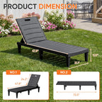 Homall Patio Chaise Lounge Chairs Set of 2, Outdoor Lightweight Lounge Chairs, 5 Position Adjustments Backrest for Outside Pool, Garden, Patio and Beach, Black