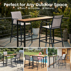 Crestlive Products Outdoor Bar Stools Set of 2, Bar Height Patio Chairs, Heavy Duty Tall Chairs Barstools with Armrest and Footrest, Textilene Fabric for Kitchen, Backyard, Bistro, Poolside (Gray)