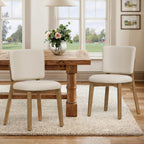 LUE BONA Wooden Dining Chairs Set of 4, Comfortable Wide Back Kitchen Side Chairs, Strong Thick Legs for Modern Farmhouse Dining Room, Linen Upholstered and Natural Wood Legs