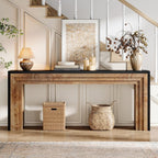 Tribesigns 70.9-Inch Long Console Table, Farmhouse Narrow Wooden Sofa Table Behind The Couch for Living Room, Entryway, Hallway, Foyer, Black + Natural Wood Color