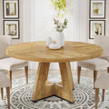 Tribesigns 47 inch Round Dining Table Wood Kitchen Table for Dining Room, 47" Dinner Room Tables for 4-6, Farmhouse Accent Furniture with Wooden Tabletop and Cross Base, Light Wood