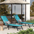Garvee Outdoor Lounge Chair, Adjustable Patio Reclining Chaise with Textilene Fabric, Pool Lounge Chair with 5-Position Backrest for Patio, Garden, Poolside & Balcony,Sky Blue Set of 4
