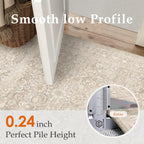 8x10 Area Rug for Living Room, Ultra Soft Washable Rugs for Bedroom, Non-Slip Indoor Large Carpet, Low-Pile Floral Accent Rug for Dining Room, Office & Home Decor Beige