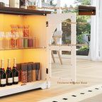 63 Inch Sideboard Buffet Cabinet,Modern Arched Buffet with Led Lights and Glass Doors,Kitchen Buffet Cabinet with Storage Large Curved Cabinets w/Adjustable Shelves for Living Room,Kitchen,White